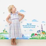 Decals Design Border Design Kids Room School Decoration Boat on Sea Shore Wall Sticker (PVC Vinyl, size 50x70 xls7175