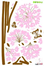Long Stem Large Pink Hydrangea Flower with Butterflies and Flying Petals Peel & Stick Wall Decals - Image 3