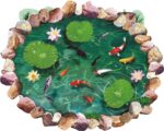 Lotus Carp Water Pool 3D PVC Vinyl Self Adhesive Bathroom, Floor Sticker| 3D, Peel and Stick,  size 60x90 ay9260 - Image 4