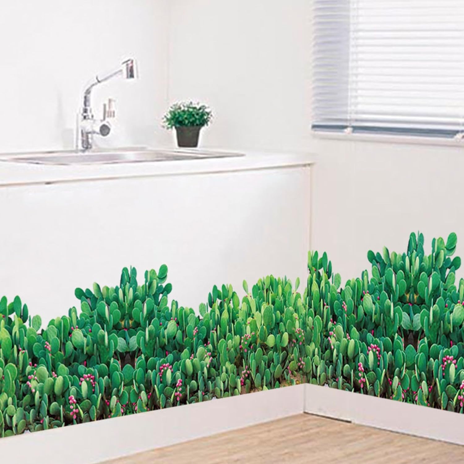 81s8nRvLiAL._SL1500 JAAMSO ROYALS Green Grass with White Flower Stickers for Walls of Home, Wall Sticker for Living Room, Wall Stickers for Home, Wall Painting Stickers, Living Room Wall Stickers size (50 CM X 70 CM) sk7152 - Image 1