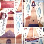 HM92019 Watercolor Lighthouse Wall Stickers Sailing Clouds Wall Sticker - Image 7