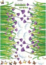 Purple Chrysanthemum Centaurea Flowers Butterflies Baseboard Wall Decals Stickers  size 50x70  sk7005 - Image 3