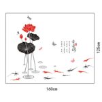 'Ailian Said' Lotus Flower Chinese Style Wall Stickers Wall Decal DIY PVC for kindergarten Living Room Children's Room TV Sofa Background Wall Art Decors - Image 5