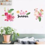 hello summer parrot flower wall stickers for living room kitchen bathroom wall decoration removable art decals mural  JM7351 - Image 2