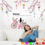 SK9357 Peach Flower Bicycle Wall Sticker - Multi - Image 2