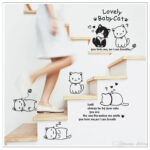 Wall Sticker English Letters Lovely Baby Cats Paper Home Decal Removable Wall Vinyl Living Room Bedroom PVC Art Picture Murals Waterproof DIY Stick for Adults Teems Kids Nursery Baby size 60x90 ay9048 - Image 2