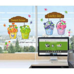 Precioso jardín macetas maceta hojas mariposas pequeñas flores para pared casa papel adhesivo extraíble Living comedor wall sticker - Image 4