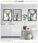 Nordic style creative 3.D removable stickers XL8327 Fantasy Watercolor Deer -Colorful - Image 5