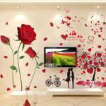 UNIVERSAL XL8178 new removable wall stickers romantic red rose living room bedroom home wedding house decoration murals-Red - Image 5