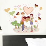 They started dating couples marriage room wall stickers love stickers love flowers wedding blessing - Image 3