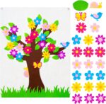 Mj9006v WATINC 49Pcs DIY Spring Tree Felt Board Craft Kit, Flower Leaf Butterfly Snail Bird Detachable Ornaments Spring Party Decoration for Kids, Activity Creative Game Wall Hanging Decor for Home Classroom - Image 3