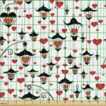 Ambesonne Love Fabric by The Yard, Romance for Valentine's Day Hearts in Lamp Classic Antique Themed Pattern, Decorative Fabric for Upholstery and Home size 60x90 Dk9147 - Image 3