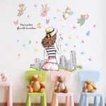 Decorative Decal: Girl Standing Next to the wall sticker size 50x70 mj7013