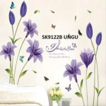 SK9122B PURPLE BIG TULIP WALL WALLSTICKER WALL STICKER WALL STICKER TRANSPARENT DECORATION 60x90 - Image 4