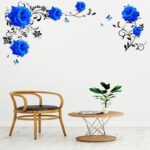 Mural Rose Vine Blue Large Lotus Wall Sticker Flower Room Decoration Aesthetic For Teens Living Room Tv Wall Bedroom Home Office Wallstickers   Gs8823a Size: 60x90cm - Image 2