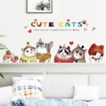 LOVELY CAT HM92039 bedroom wall decal. Korean wall decal size 60x90cm HM92039 - Image 2
