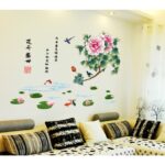 3 PCS Chinese Ink Art Peony Flower Bloosm Wall Stickers Wall Decal DIY for Room Children's Room TV Sofa Background Wall Art Decors ay9250 60x90 - Image 3
