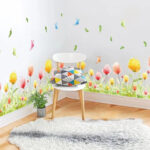 Wall Sticker Flower Flower Kitchen Toilet Plant Sticker Cafe Green Fence Wallpaper Scandinavian Seal Accent Kitchen Toilet Hydrangea Flower Bed Leaves Butterfly Lily Cactus Glass Entrance Branch size 50x70 xls7179 - Image 5