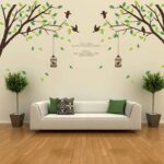 two-sided bird cage green leaves trees of TV background wall stickers room living room sofa bedroom retail size 60x90 ay205ab
