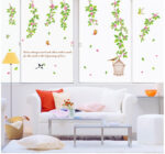 AY9084 Popular Vinyl Floral Hanging Branches With Bird Cage Wall Sticker Home Decal PVC Wall Decal Art Mural – Online Shopping Pakistan, Nail Art in Pakistan, Wall Stickers - Image 3