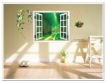 AY914 Lifelike Valley Window Wall Sticker Quality 90*60cm PVC Removable Beautiful Views Decal Vivid Green Forest Wall art Mural - Image 2
