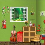 AY914 Lifelike Valley Window Wall Sticker Quality 90*60cm PVC Removable Beautiful Views Decal Vivid Green Forest Wall art Mural - Image 9