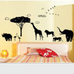 AY9186 African style lion elephant animal wall stickers creative background bar black glass removable,60X90CM sticker - Image 4