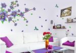 AY9190 Romantic Purple Flower DIY Removable Wall Stickers Living Room TVSofa Background Sweet Home Decor Mural Decal. - Image 4