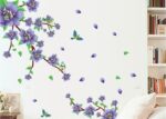 AY9190 Romantic Purple Flower DIY Removable Wall Stickers Living Room TVSofa Background Sweet Home Decor Mural Decal. - Image 3
