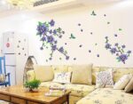 AY9190 Romantic Purple Flower DIY Removable Wall Stickers Living Room TVSofa Background Sweet Home Decor Mural Decal. - Image 2