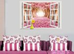 AY9234D cherry tree avenue 3d fake windows landscape green pvc wall sticker Removable wall stickers home decor wall decor - Image 3