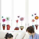 Ay947 Cute Flower Wall Sticker Kitchen Window Sticker Butterfies Wall - Image 8
