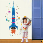 Animal World Rocket Cartoon Children's Bedroom Background Decorate Wall Stickers - Image 2