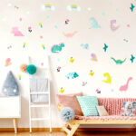 49pcs/set Dinosaur Wall Sticker For Kids Room Cartoon Plants DIY Wall Stickers Nordic Style Decal Home Decoration  Xp8029 - Image 3