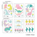 49pcs/set Dinosaur Wall Sticker For Kids Room Cartoon Plants DIY Wall Stickers Nordic Style Decal Home Decoration  Xp8029 - Image 5