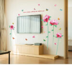 Colorful Butterflies Wall Stickers Red Rose Romantic Blooming Flowers Bedroom Wallpaper Warm Window Decal Home Decor - Image 3