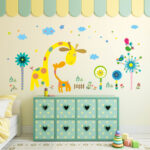 New cartoon two little deer XH9240 children's room baby kindergarten background wall decoration removable stickers - Image 2