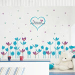Blue Flowers Skirt Line Large Wall Stickers Home Decor Living Room Bedroom Decal Diy Art Mural Wallpaper Removable Wall Sticker - Wall Stickers - AliExpress