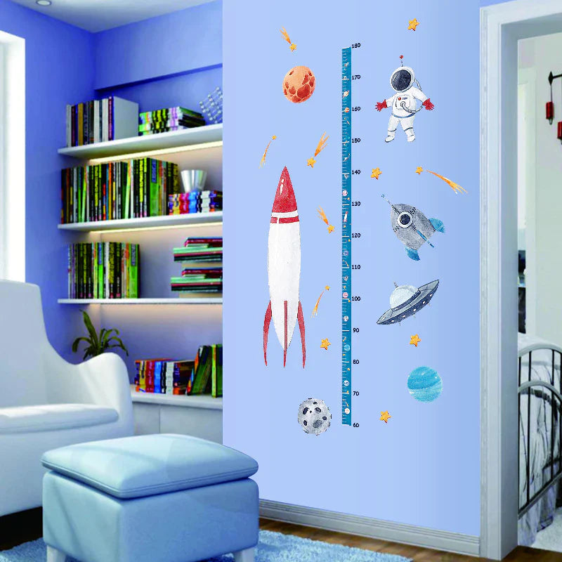 CHILDREN-S-Room-Sk7198-Cartoon-Space-Planet-Rocket-Height-Stickers-Kindergarten-Entrance-Door-Living-Room-Decoration Rocket Height Chart size50x70 sk7198 - Image 1