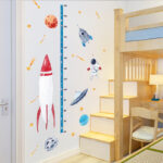 CHILDREN'S Room Sk7198 Cartoon Space Planet Rocket Height Stickers Kindergarten Entrance Door Living Room Decoration Wall Sticke - Image 2