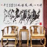 chinese style eight horses wall art decoration removable sticker