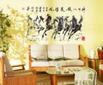 chinese style eight horses wall art decoration removable sticker - Image 2