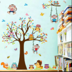 wall sticker Lx 8192 Colorful Owl Tree Wall Stickers Kids room Nursery Decor Cartoon Animal Wall Decals Removable Art Murals Monkey Wallpaper dc18 - Image 3