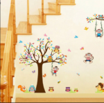wall sticker Lx 8192 Colorful Owl Tree Wall Stickers Kids room Nursery Decor Cartoon Animal Wall Decals Removable Art Murals Monkey Wallpaper dc18 - Image 2