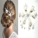 Fashion Wedding Bridal Pearl Flower Clear Crystal Rhinestone Hair Pins Clips