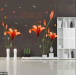 Warm Romantic Fantasy Orchid Flower DIY Removable Wall Stickers Living Room Lily Flower Wall Decals Home Decor