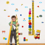 Cartoon Animal Dodge Grow Height Measurement Wall Stickers Arabic Number Blocks Birds Cloud Children Room Decoration - Image 4