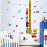 Cartoon Animal Dodge Grow Height Measurement Wall Stickers Arabic Number Blocks Birds Cloud Children Room Decoration - Image 2