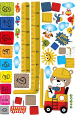 Cartoon Animal Dodge Grow Height Measurement Wall Stickers Arabic Number Blocks Birds Cloud Children Room Decoration - Image 6