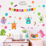 Cartoon Small Monsters Wall Sticker For Kids Room Happy Birthday xl8209 - Image 5